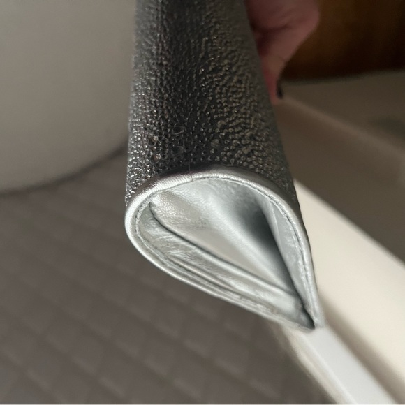 Larroude Erin crystal silver gray  clutch bag with removable gold chain strap - Picture 14 of 14